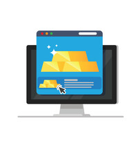 Online gold investment with gold bar stock illustration