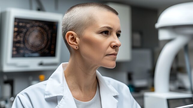 Thoughtful Female Doctor in Medical Lab