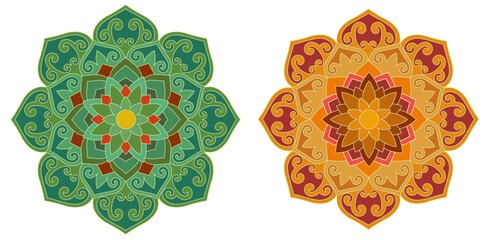 Mandala oriental traditional Buddhist pattern, korean design 단청