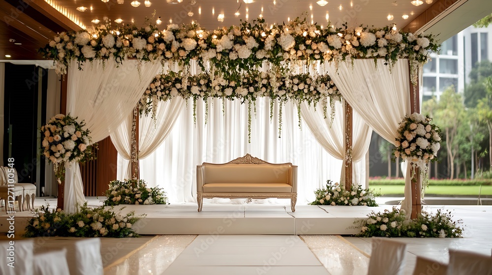 Aufkleber gorgeous wedding altar adorned with flowers and drapes creating a romantic atmosphere for a fairy ta