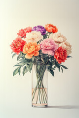 Fototapeta premium Peonies in a vase watercolor illustration