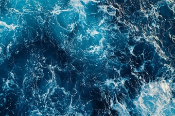 Aerial view of turbulent ocean waves. AI image