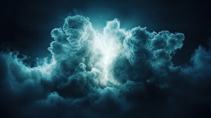 Naklejka premium Dark Blue Clouds Illuminated at Night