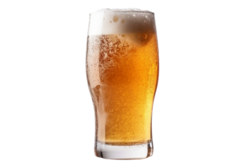 Glass of beer isolated on transparent background PNG.

