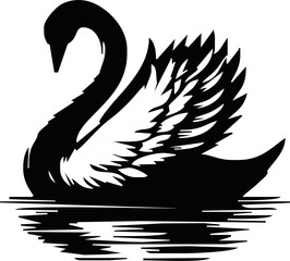 Obraz premium Swan vector flat icon. Isolated swan bird emoji illustration