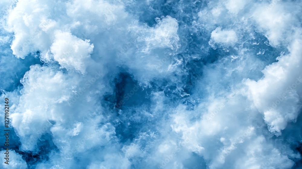 Aufkleber fluffy white clouds billowing in varying shades of blue in the sky : generative ai