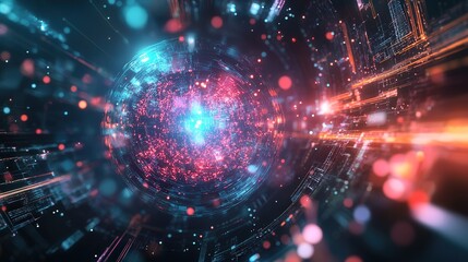 Naklejka premium quantum computer with real-time problem-solving abilities for global challenges