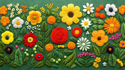 Vibrant Colorful Flower Arrangement on Dark Green Background