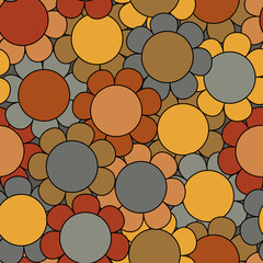 Abstract simple flower seamless pattern in 70s hippie style.