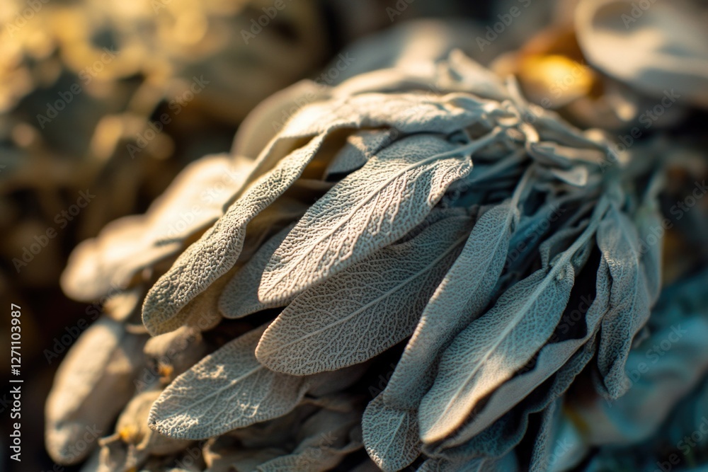Aufkleber a close-up view of a bundle of sage leaves