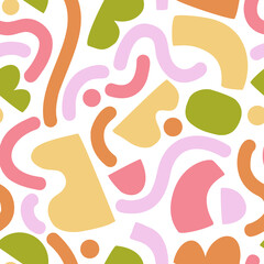 Geometric shape, lines, dots seamless pattern.