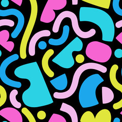 Geometric shape, lines, dots seamless pattern.