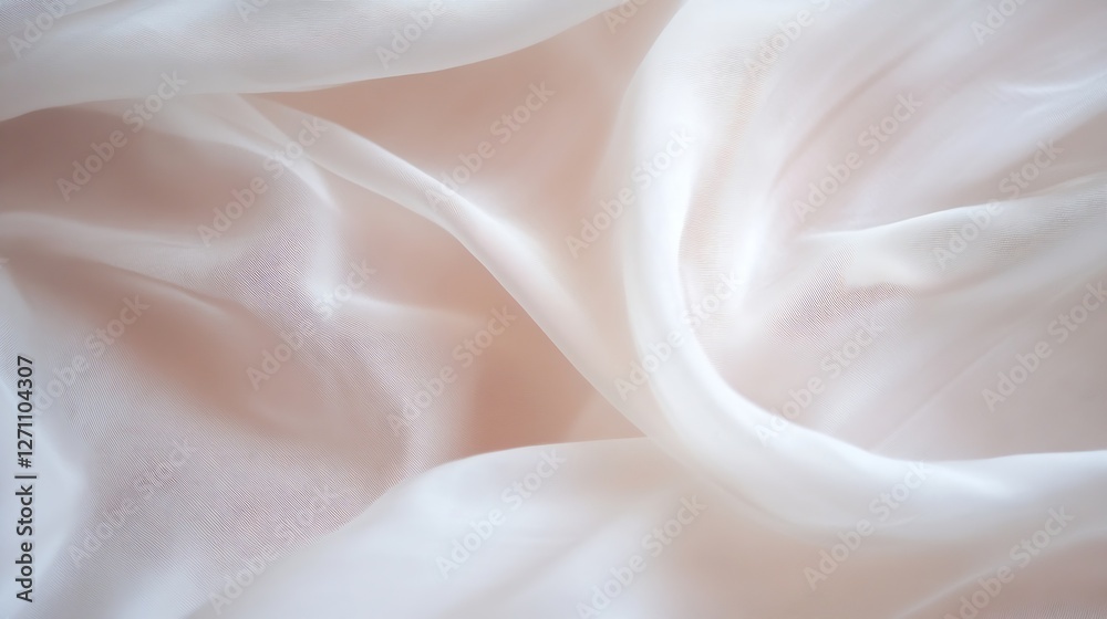 Poster Soft silk texture close up in gentle shades of white and beige creating a serene atmosphere : Generative AI