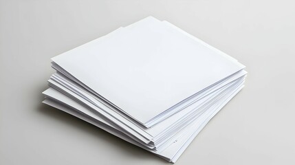 Stack of White Paper Sheets on a Light Grey Surface
