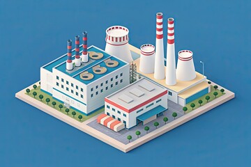 Obraz premium Industrial power plant with chimneys.