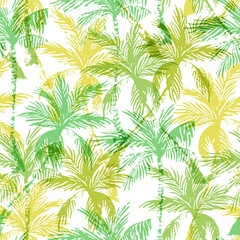 Obraz premium Natural jungle seamless pattern. Abstract tropical background: palm trees silhouettes