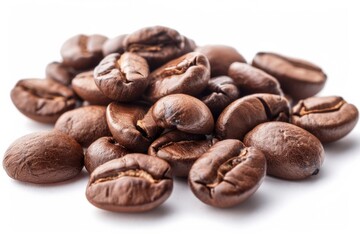 Coffee beans on white background. AI image