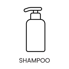 A compact pump bottle icon symbolizing shampoo or conditioner product, in vector style, with an editable stroke