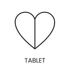 A heart shaped tablet split in half icon in vector, symbolizing care in medication, with an editable stroke