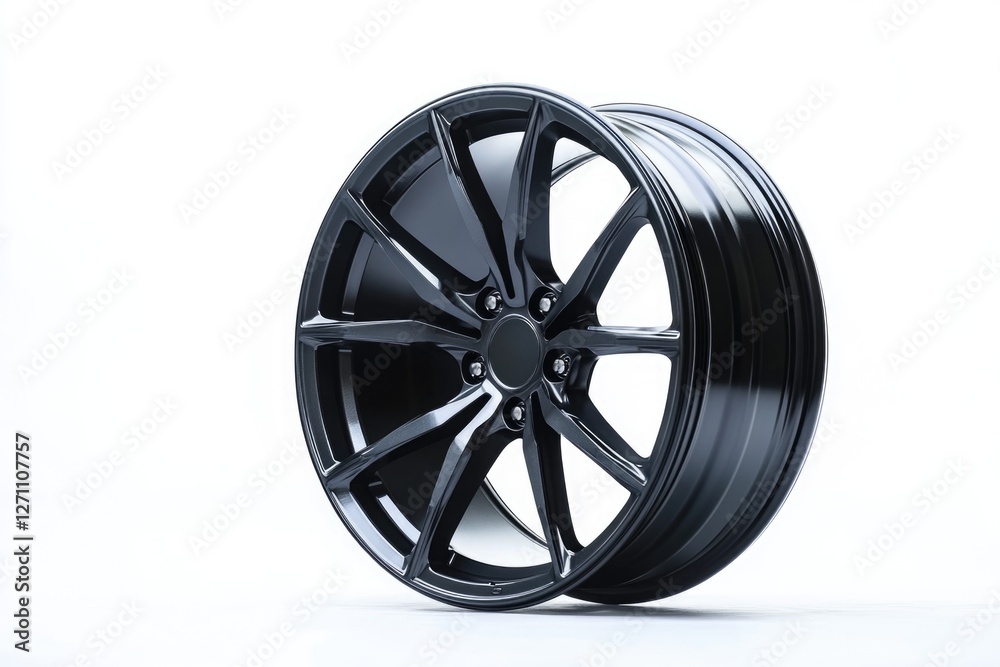 Poster a single black wheel isolated on a white background, perfect for use in designs where texture and co
