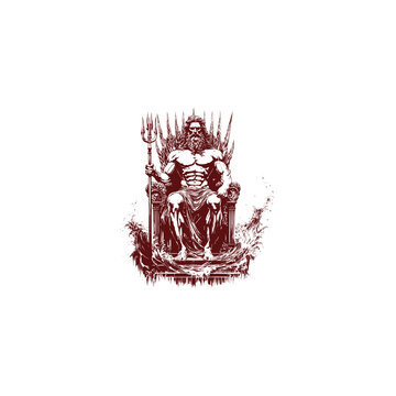 recommend clip art: god poseidon sitting on throne design vector template illustration