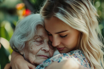 Graddaughter is taking care on her grandmother