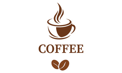 Coffee shop logo. Retro badge coffee beans and mountains natural icon line stamp logo vector, in modern style, Premium Coffee" And Fresh  Design coffee shop bar brand symbol icon.