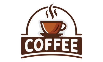 Coffee shop logo. Retro badge coffee beans and mountains natural icon line stamp logo vector, in modern style, Premium Coffee" And Fresh  Design coffee shop bar brand symbol icon.