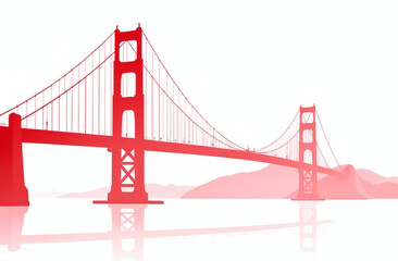Obraz premium silhouette of a bridge, a bridge similar to Golden gate, red silhouette isolated on white background