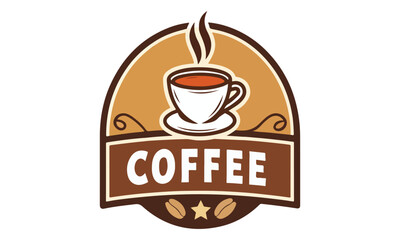 Obraz premium Coffee shop logo. Retro badge coffee beans and mountains natural icon line stamp logo vector, in modern style, Premium Coffee