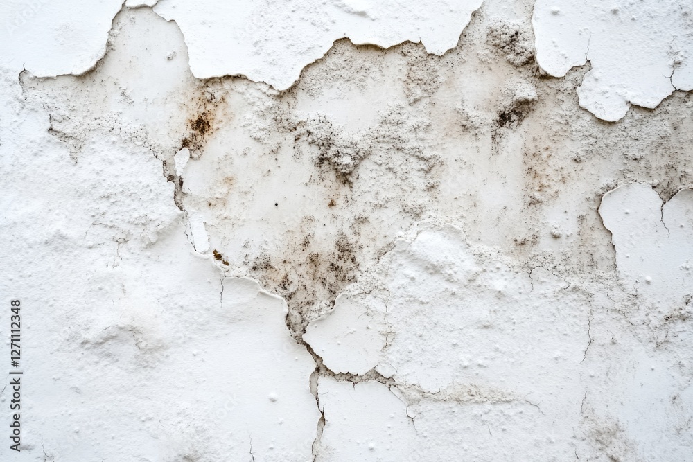 Poster a close-up of a cracked white wall with a single fissure, ideal for use in scenes where structural d