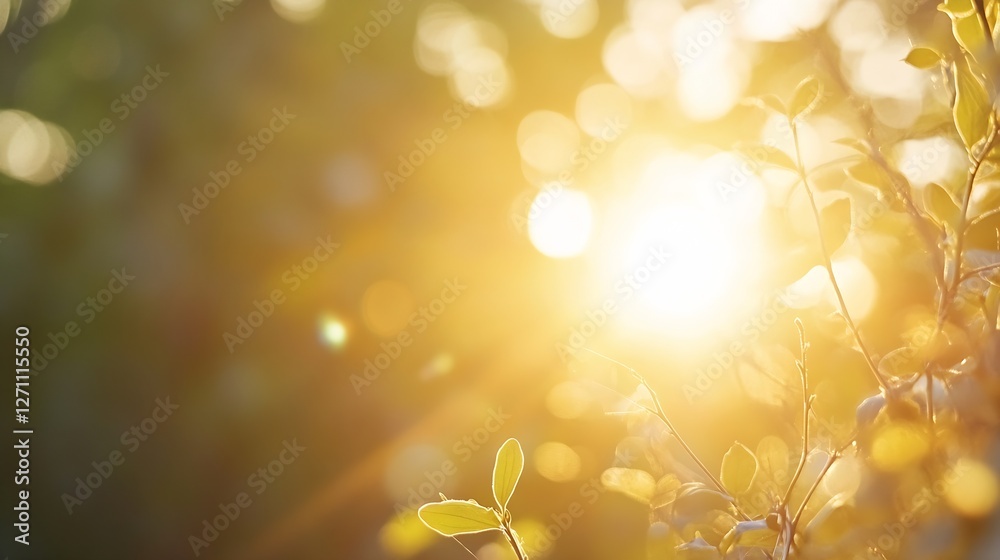 Leinwandbilder golden sunlight filtering through leaves creating a warm natural background with bokeh effect : gene