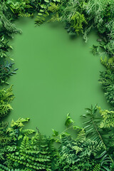 Lush Greenery Framing a Blank Space, Ideal for Nature-Themed Designs and Backgrounds
