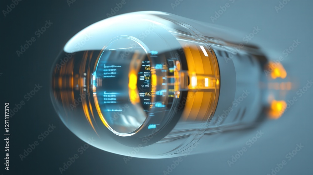 Poster smart contact lens with augmented reality capabilities and real-time data display.