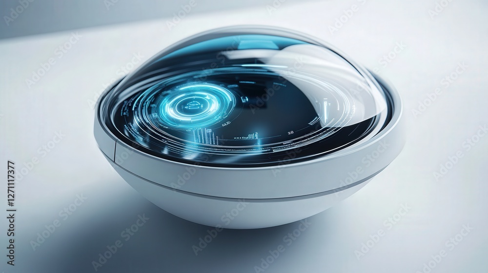 Poster smart contact lens with augmented reality capabilities and real-time data display.
