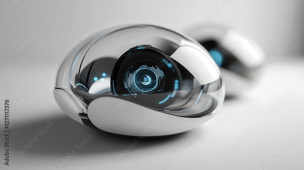 Poster smart contact lens with augmented reality capabilities and real-time data display.