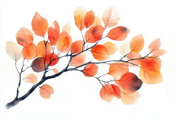 watercolor decoration elements isolated autumn