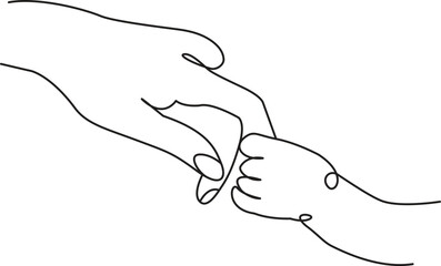 A cute baby hold mother finger,