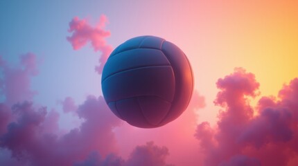A floating spherical object against a vibrant sky filled with colorful clouds during sunset.