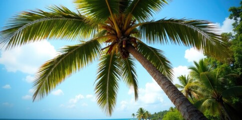 Southeast Asian palm tree with unique twisted trunk, scenery, natural, tropical
