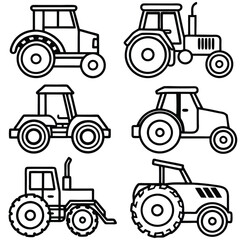 Tractor Line Art Icon Set