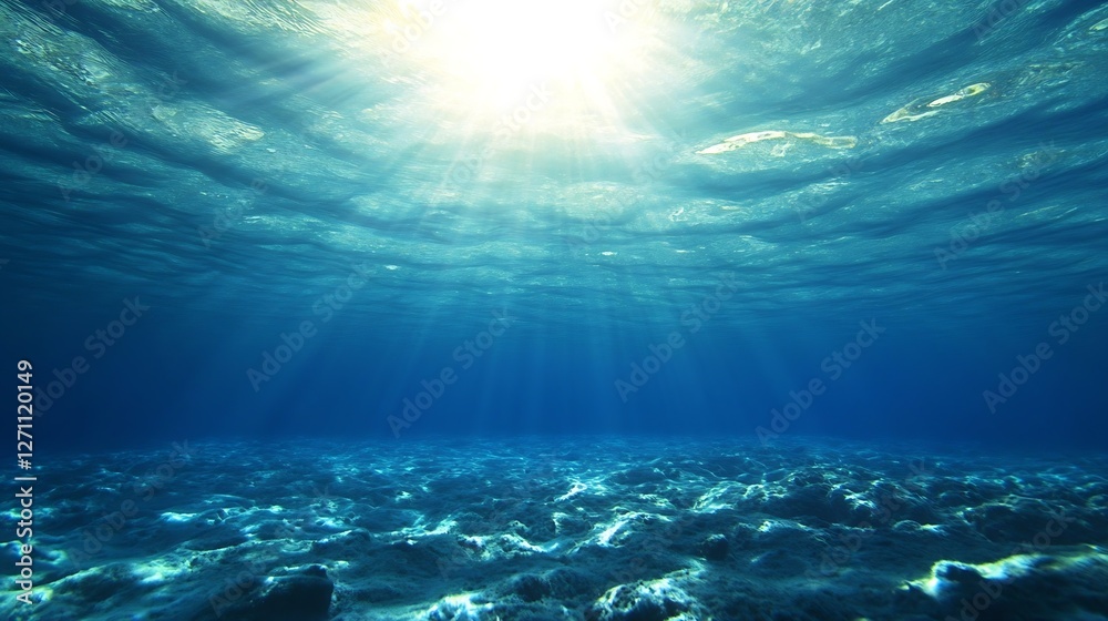 Aufkleber stunning underwater image showcasing the sun's rays penetrating the ocean surface creating a serene 