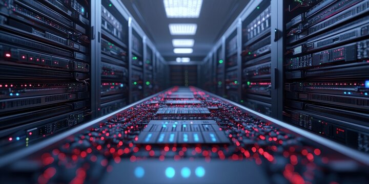 Transformative hardware supporting parallel processing in deep learning showing futuristic supercomputer server room : Neuromorphic Engineering