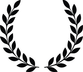 laurel, crown, wreath, winner, vector, isolated, illustration, black, success, celebration, sign, wheat, award, decoration, greek, element, roman, symbol, achievement, emblem, victory