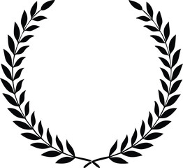 laurel, crown, wreath, winner, vector, isolated, illustration, black, success, celebration, sign, wheat, award, decoration, greek, element, roman, symbol, achievement, emblem, victory