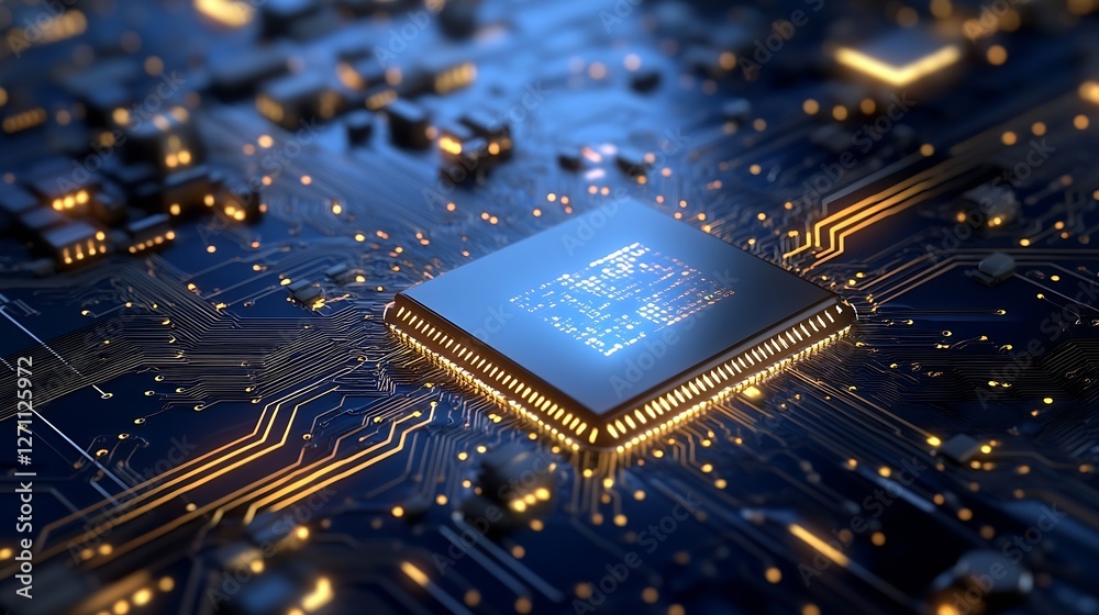 Aufkleber Close up of a sophisticated microprocessor integrated circuit showcasing technology innovation : Generative AI