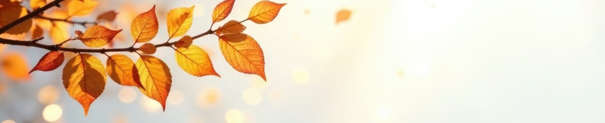 Fototapeta premium Hazels leaves and branches against white background with golden highlights, white, hazel