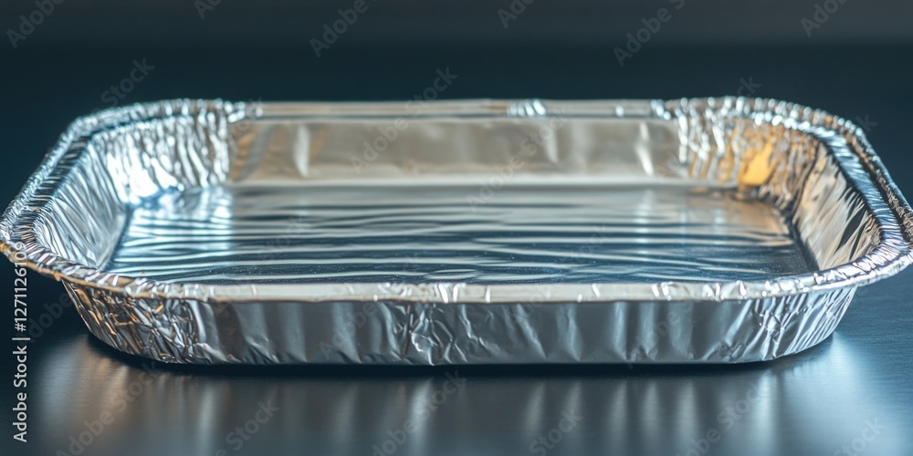 Poster a single tin foil container sits on a table