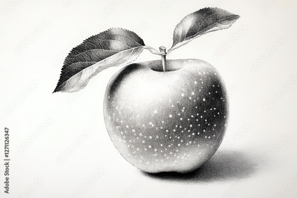 Aufkleber a close-up image of an apple with a leaf sticking out of it