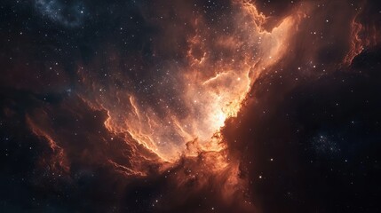 Fototapeta premium star cluster emerging from a dark nebula, revealing the birth of new stars in the cosmos.